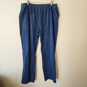 Lands' End Women's Sport Knit Straight Leg Pants Size Large 14/16 Blue Stretch